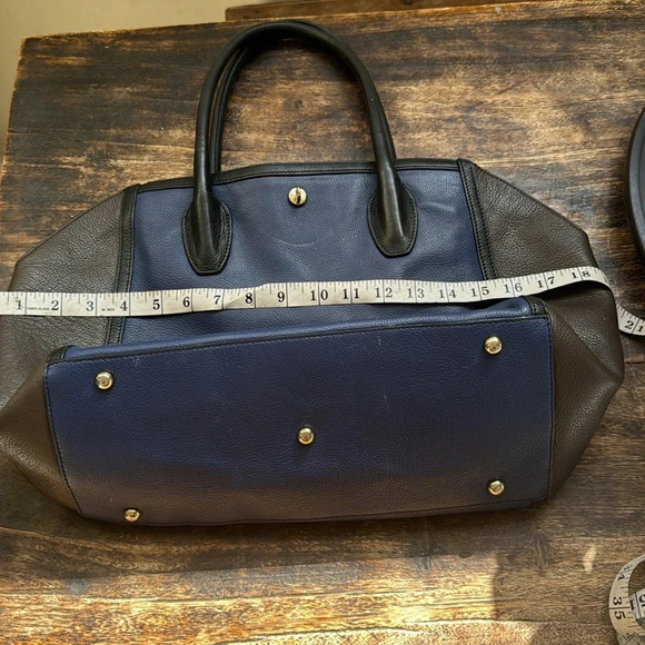 FURLA BLUE AND TAUPE GREY color block   LEATHER BAG - Picture 12 of 15